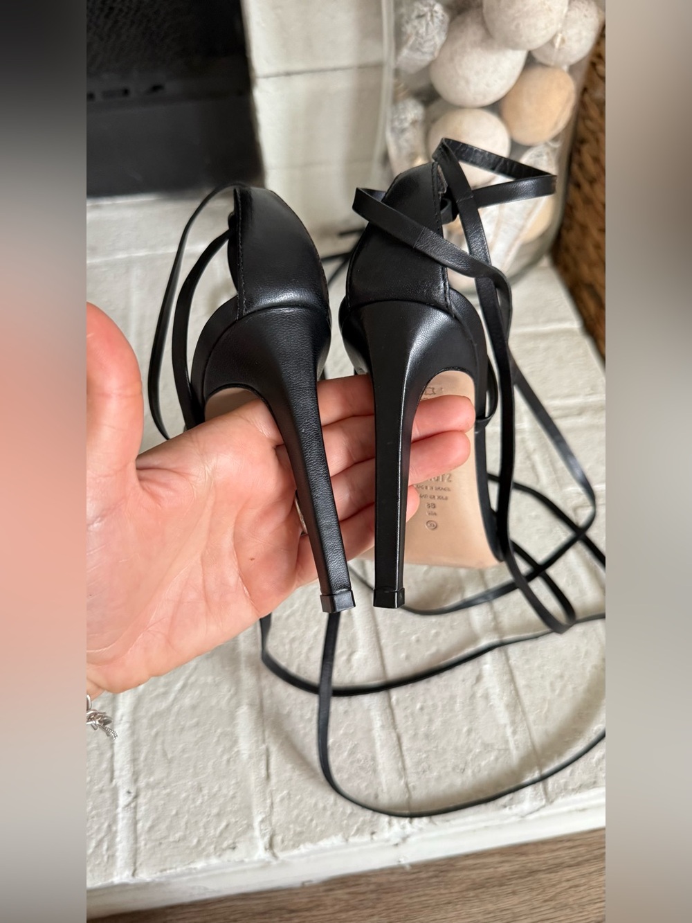 Schutz Bryce Womens Leather Stilettos Strappy Pumps Black Size 8B - Picture 6 of 10